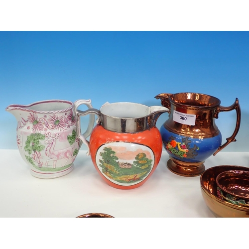 360 - A Collection of nineteenth century lustre ware  Jugs, Goblets, Mug, etc., some a/f