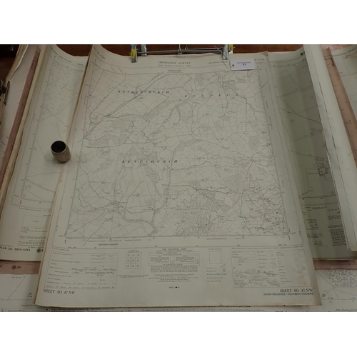 31 - A collection of unframed large scale OS and other Maps from 1904 onwards of the Leominster area and ... 