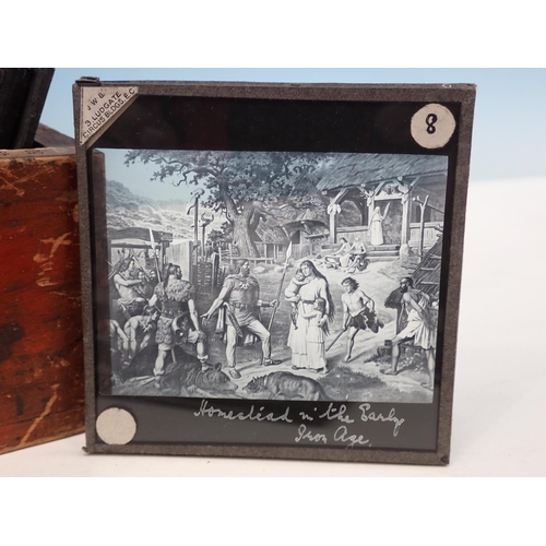 428 - A Case containing approx. 90 Magic Lantern Slides including the Death of King Harold