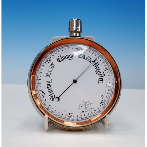 237 - A Victorian travelling Barometer in silver mounted case, London 1898 6 1/2in h x 5 1/2 in w