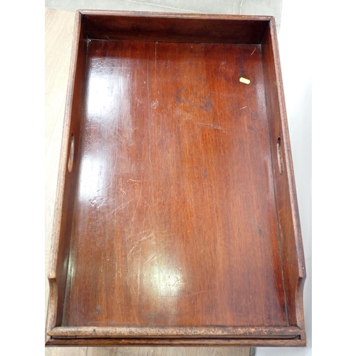 45 - Two 19th Century mahogany Butler's Trays on stands 2ft 8in W and 2ft 4in W