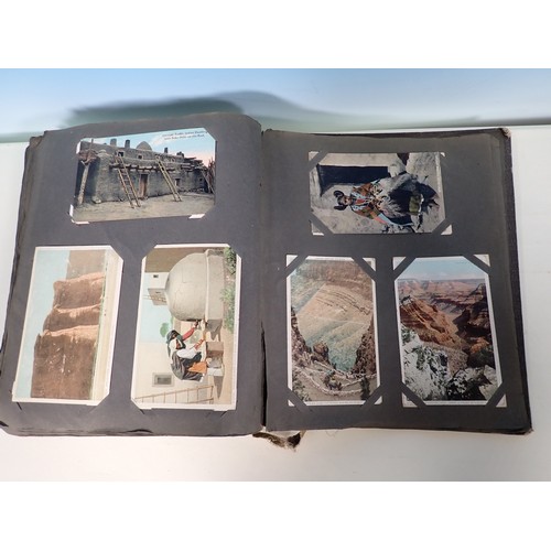 83 - A Postcard Album mainly World War I cards, some military uniforms, humerous, Camel Laird, California... 