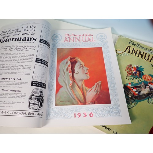 87 - The Times of India, annuals dating 1928 to 1937, with highly coloured tipped in prints, approx 100 p... 