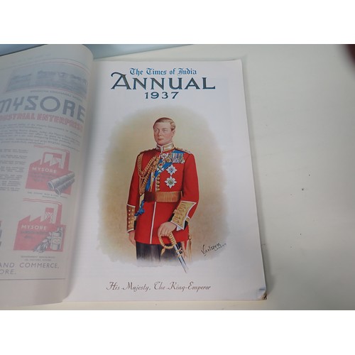 87 - The Times of India, annuals dating 1928 to 1937, with highly coloured tipped in prints, approx 100 p... 