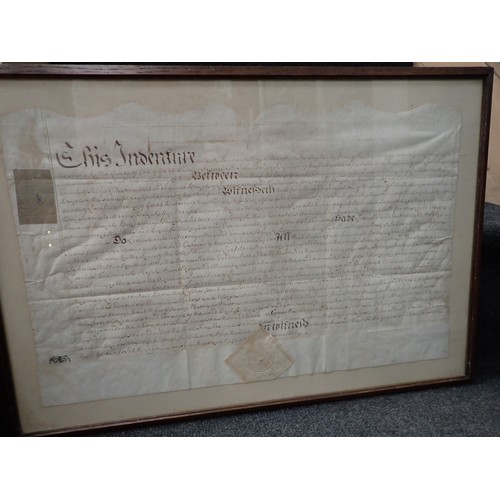 116 - A framed Indenture relating to Ludlow and in particular a property formerly called The Three Crowns ... 