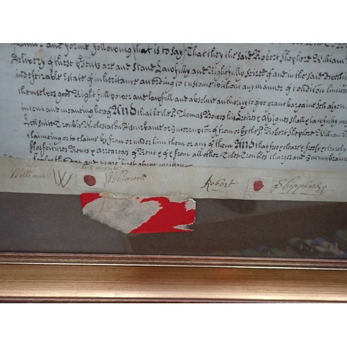 118 - A framed Tripartite Indenture, dated 1706 relating to William Whirwell in the County of Westmorland ... 