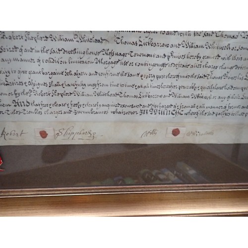 118 - A framed Tripartite Indenture, dated 1706 relating to William Whirwell in the County of Westmorland ... 