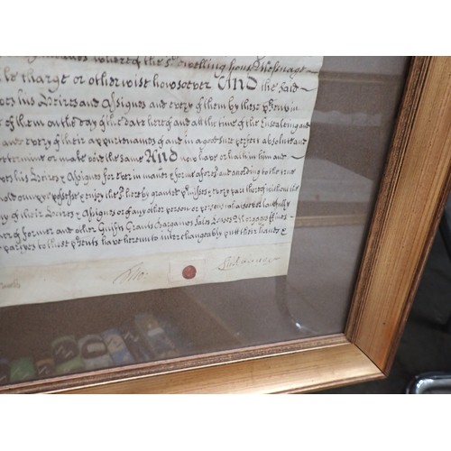 118 - A framed Tripartite Indenture, dated 1706 relating to William Whirwell in the County of Westmorland ... 