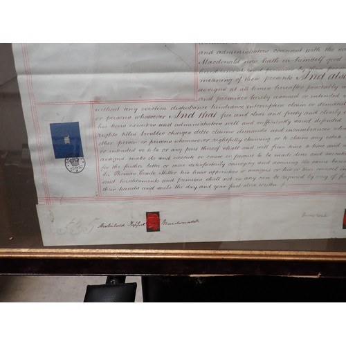 120 - A 19h Century framed Indenture between Sir Archibald Keppel Macdonald in the County of Southampton a... 