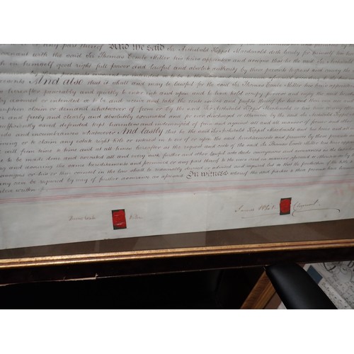 120 - A 19h Century framed Indenture between Sir Archibald Keppel Macdonald in the County of Southampton a... 