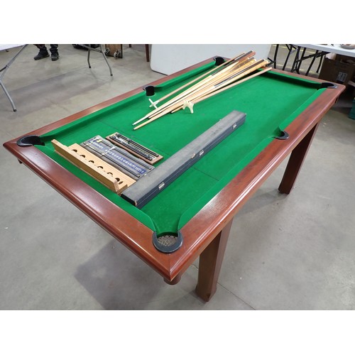 483 - A Riley part size Snooker Table with accessories including eight Cues, a Rest and two Score Boards