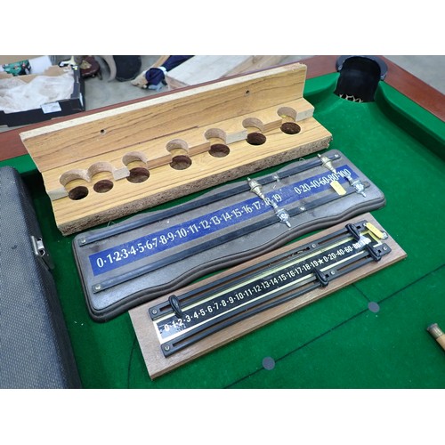 483 - A Riley part size Snooker Table with accessories including eight Cues, a Rest and two Score Boards