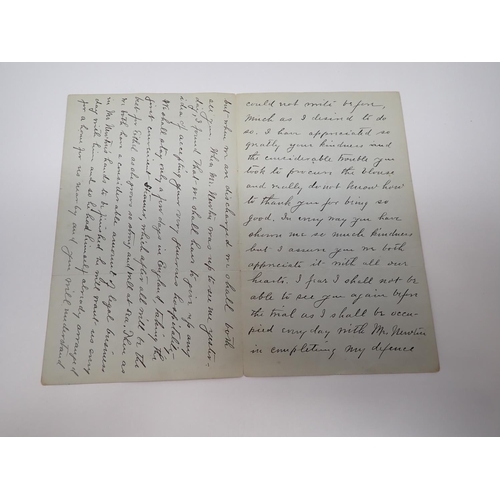 105 - Dr Hawley Harvey Crippen Archive: A signed letter written on Official Stationery from H.M Prison Bri... 