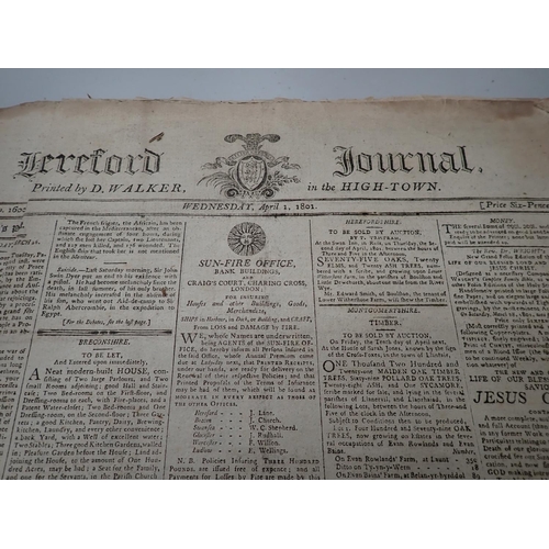 2 - Hereford Journal, printed by D. Walker in the High Town, various dates 1801/1805, bound (1)