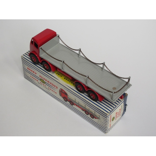 208 - A boxed Dinky Supertoys No.905 red and grey Foden Flat Truck with chains