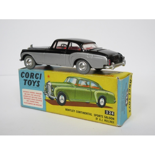 220 - A boxed Corgi Toys No.224 black Bentley Continental Sports Saloon