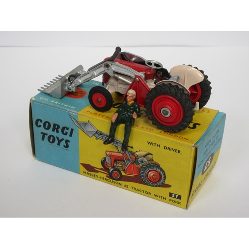 222 - A boxed Corgi Toys No.57 Massey-Ferguson Tractor with fork