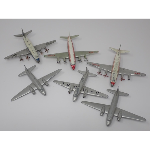 244 - Six unboxed Dinky Toys Aircraft including three Viscounts and three Vikings