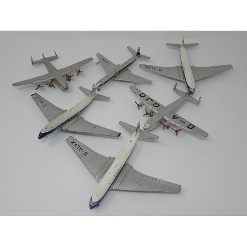 245 - Five unboxed Dinky Toys Aircraft including three Comets, two Yorks and a Lone Star Comet