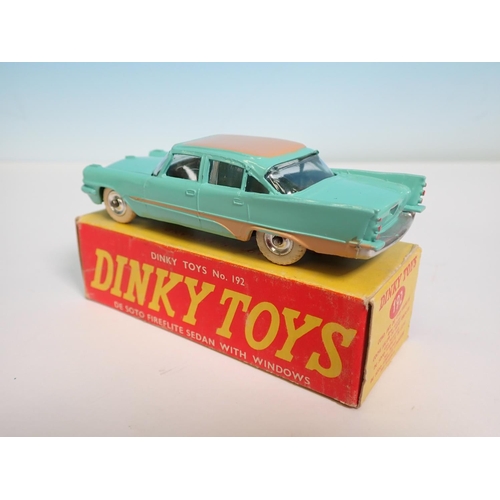 326 - A boxed Dinky Toys No.192 tan and turquoise De Soto Fireflite Sedan with suspension