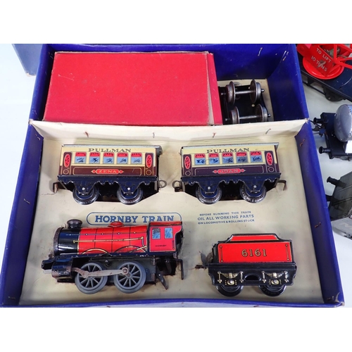 339 - A boxed Hornby 0 gauge M0 Series Passenger Set lacking track, an unboxed Hornby Explosives Wagon, Es... 