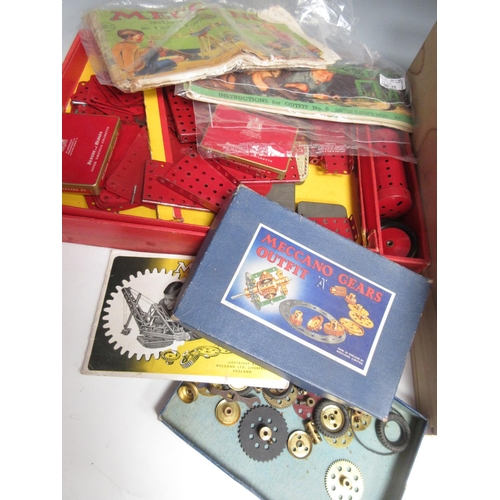 356 - A box of Meccano including a No.7 part Set, a Meccano Gears Set and other components