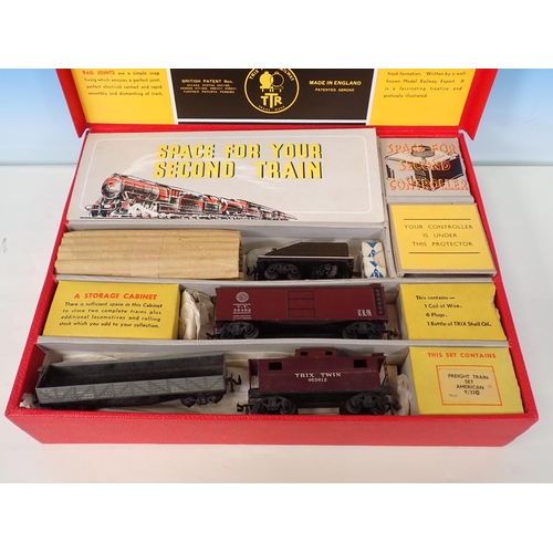 367 - A boxed Trix Twin 00 gauge American Freight Train Set including 0-4-0 Locomotive and Tender with thr... 