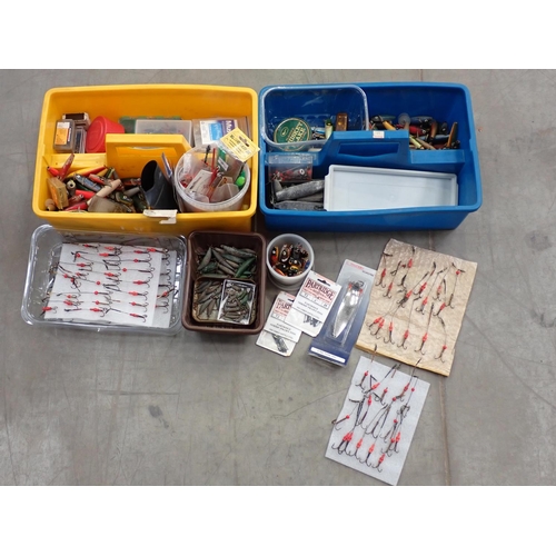 429 - Two plastic Trays of Minnows, lead Weights and other Tackle