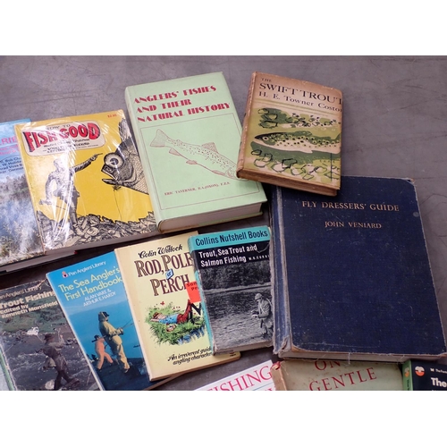 437 - A box of Fishing Books including Rough Stream Trout Flies, The Way of a Man with a Trout, On a Gentl... 