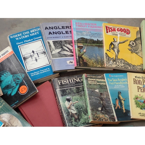 437 - A box of Fishing Books including Rough Stream Trout Flies, The Way of a Man with a Trout, On a Gentl... 