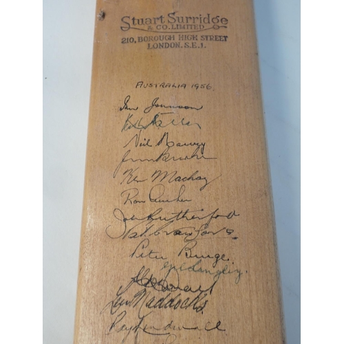 494 - A Stuart Surridge Cricket Bat signed by the 1956 Australia Team and a St. Peter Bat and an Internati... 