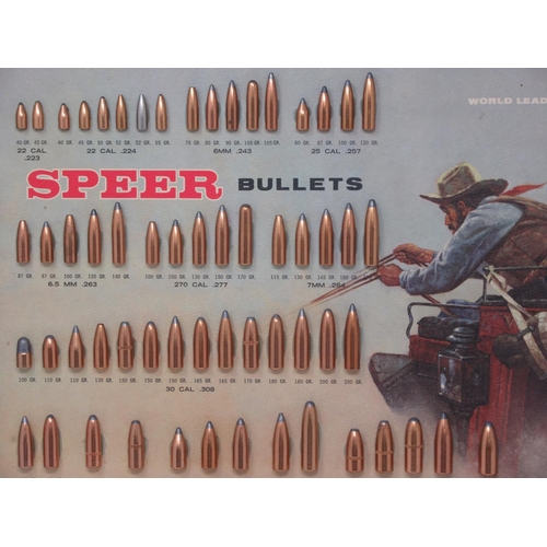 502 - A framed Speer Bullets Display Board 21in W x 11in H