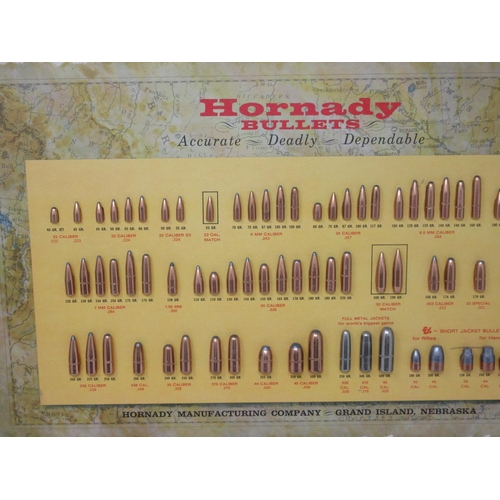 503 - A framed Hornady Bullets Display Board 22in W x 14 1/2in H