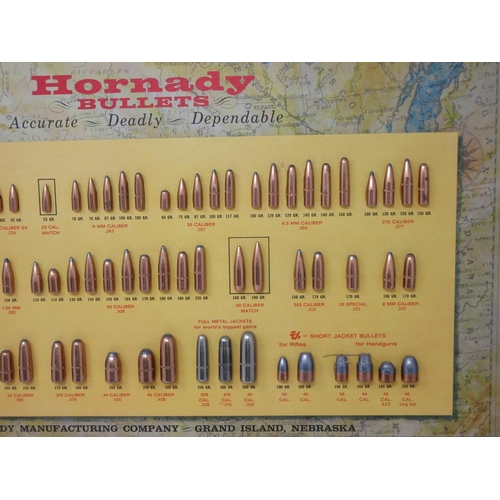 503 - A framed Hornady Bullets Display Board 22in W x 14 1/2in H