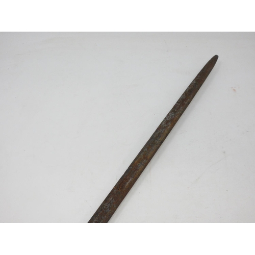 551 - An antique, possibly 18th Century double edged Sword with steel guard and wirework grip 3ft 7in L