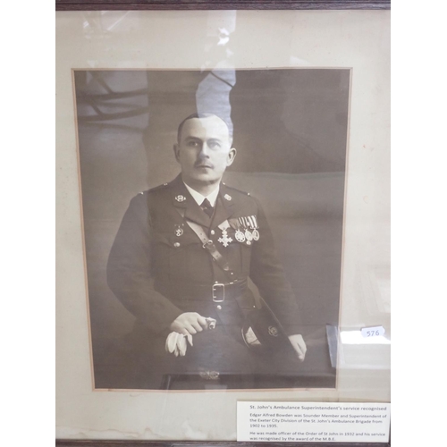 576 - A framed Photograph of 'C' Company 19th Sherwood Foresters at the West Riding Machine Gun School in ... 