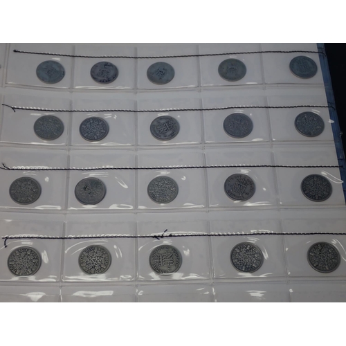 581 - An Album of British pre-decimal Coins 1/4d-2/6 to include an 1887 Florin and a  small quantity of pr... 