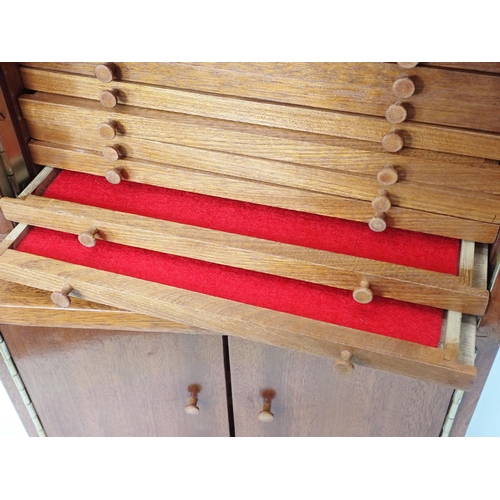 584 - Two mahogany Coin Cabinets each fitted with ten sliding trays lined with red felt