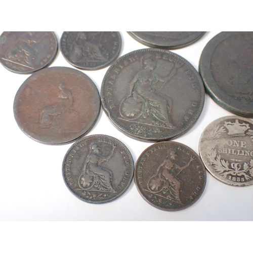 585 - A George III Cartwheel Two Pence along with a selection of early Coppers to include a 1750 Half Penn... 