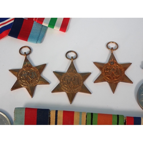 589 - Medals; 1939-45 Trio with Africa Star, unnamed as issued; 1939-45 Trio with Africa Star and Italy St... 