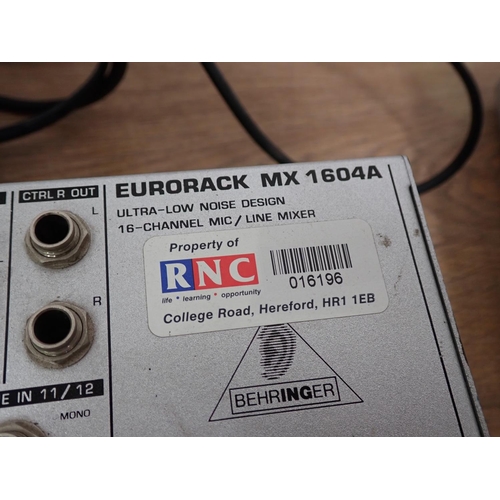 620A - Three Behringer Eurorack MX 1604A Mixing Consoles