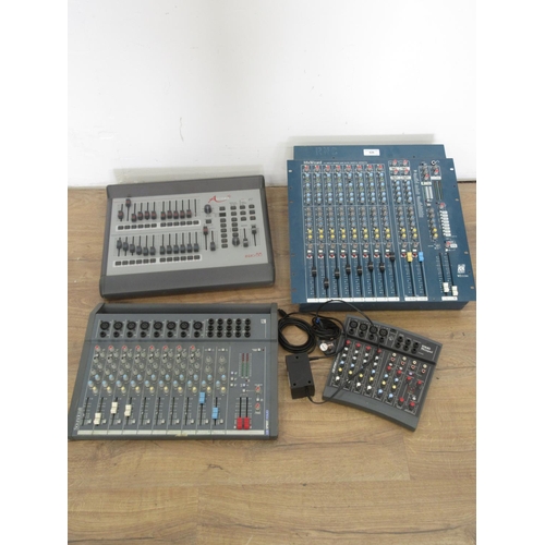 626 - A Soundcraft Spirit, a Folio Notepad Mixing Console, a Zero 88 Alcora Mixing Console, and an Allen &... 