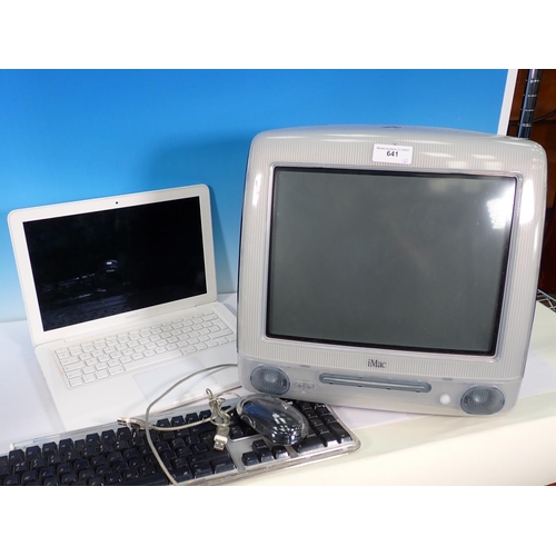 641 - An Apple iMac G3 M5521 PC, Keyboard and Mouse and an iMac Laptop Computer (passed PAT)