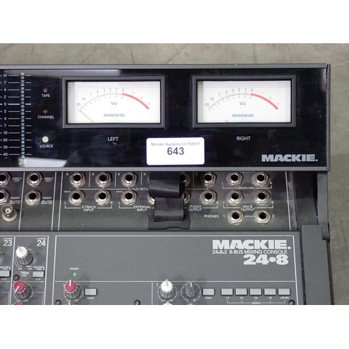 643 - A Mackie 24.8 8 bus Audio Mixing Console, Power Supply and Manual (passed PAT)