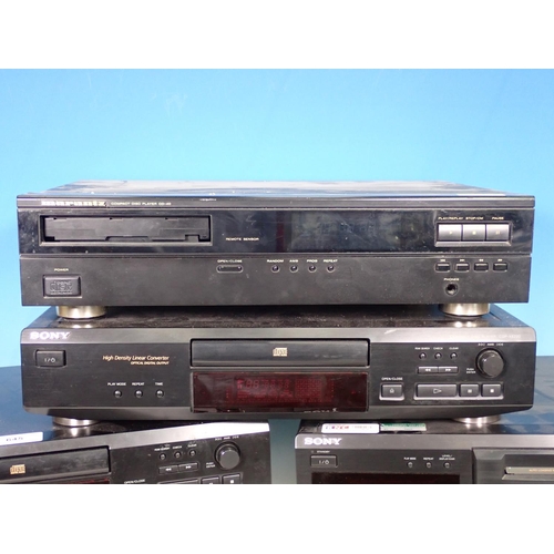 645 - Two Sony CDP XE 220 CD Players, Sony CDP XE 330 CD Player, Sony MDS JE520 Mini Disk Player, Sony MDS... 