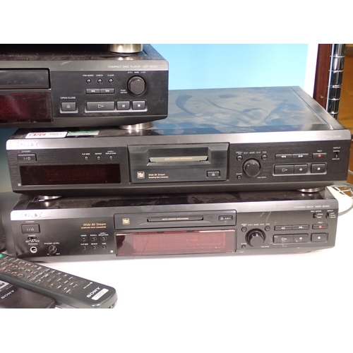 645 - Two Sony CDP XE 220 CD Players, Sony CDP XE 330 CD Player, Sony MDS JE520 Mini Disk Player, Sony MDS... 