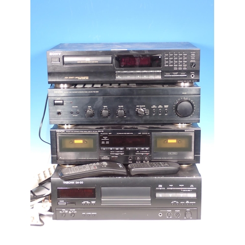 648 - A Tascam DA20 DAT recorder, Denon DRW-760 Double Tape Recorder, Denon PMA 350II Stereo Amplifier and... 