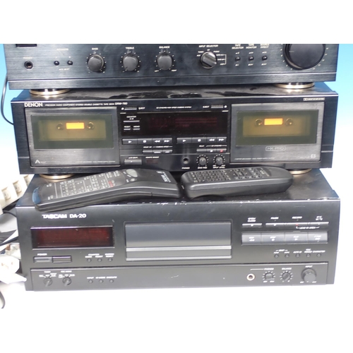 648 - A Tascam DA20 DAT recorder, Denon DRW-760 Double Tape Recorder, Denon PMA 350II Stereo Amplifier and... 