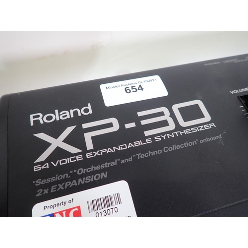 654 - A Roland XP30 Electric Keyboard with 64-Voice Expandable Synthesizer on Stand