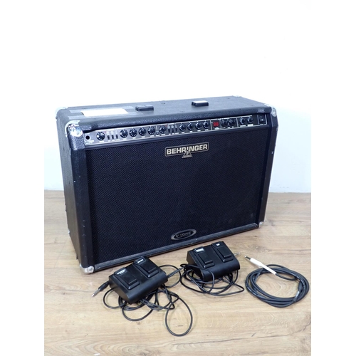 694 - A Behringer V-Tone GMX212 2x60W Stereo Guitar Amplifier and Foot Pedals